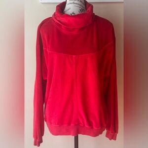 Aileen Vintage Red Velour Track Sweatshirt Women’s Medium Large Casual Top Rare
